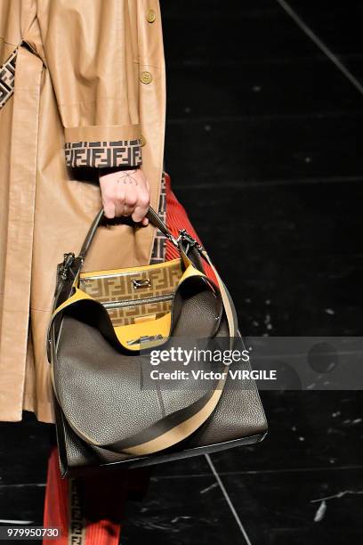 Model walks the runway at the Fendi fashion show during Milan Men's Fashion Week Spring/Summer 2019 on June 18, 2018 in Milan, Italy.