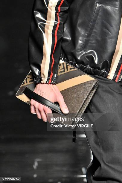 Model walks the runway at the Fendi fashion show during Milan Men's Fashion Week Spring/Summer 2019 on June 18, 2018 in Milan, Italy.