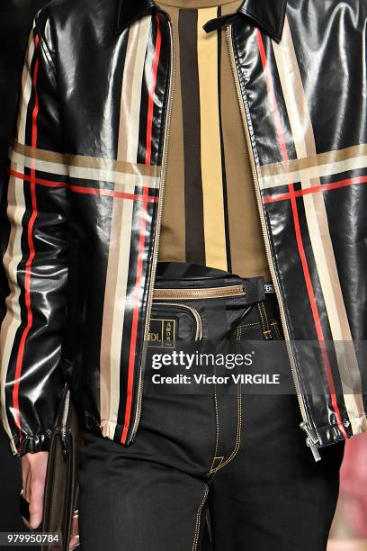 Model walks the runway at the Fendi fashion show during Milan Men's Fashion Week Spring/Summer 2019 on June 18, 2018 in Milan, Italy.