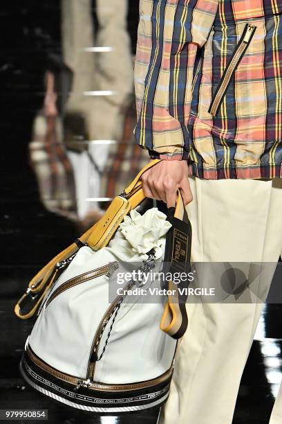 Model walks the runway at the Fendi fashion show during Milan Men's Fashion Week Spring/Summer 2019 on June 18, 2018 in Milan, Italy.