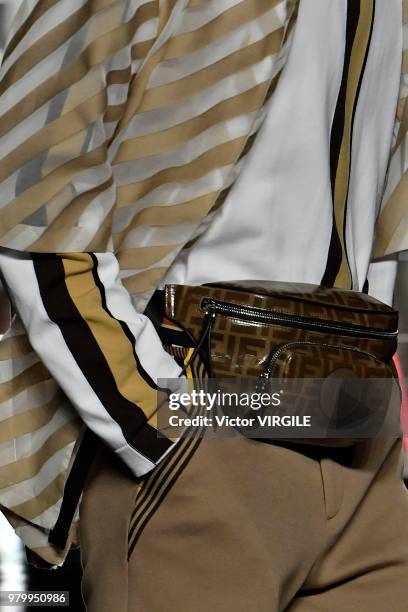 Model walks the runway at the Fendi fashion show during Milan Men's Fashion Week Spring/Summer 2019 on June 18, 2018 in Milan, Italy.