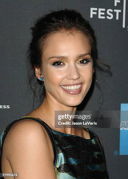 Actress Jessica Alba attends the Tribeca Film launch event and 2010 Tribeca Film Festival celebration at Station Hollywood at W Hollywood Hotel on...