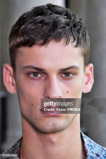 Model walks the runway at the Pal Zileri fashion show during Milan Men's Fashion Week Spring/Summer 2019 on June 18, 2018 in Milan, Italy.