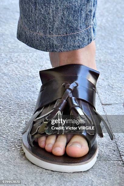 Model walks the runway at the Pal Zileri fashion show during Milan Men's Fashion Week Spring/Summer 2019 on June 18, 2018 in Milan, Italy.