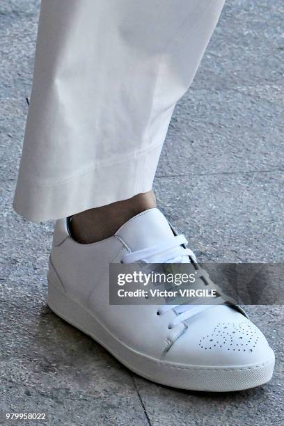 Model walks the runway at the Pal Zileri fashion show during Milan Men's Fashion Week Spring/Summer 2019 on June 18, 2018 in Milan, Italy.