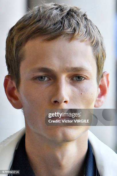 Model walks the runway at the Pal Zileri fashion show during Milan Men's Fashion Week Spring/Summer 2019 on June 18, 2018 in Milan, Italy.