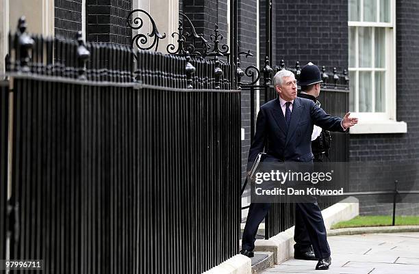 Britain's Secretary of State for Justice Jack Straw arrives at Downing Street on March 24, 2010 in London, England. Later the Chancellor of the...