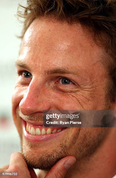 Jenson Button arrives at the TAG Heuer flagship boutique on March 24, 2010 in Melbourne, Australia.