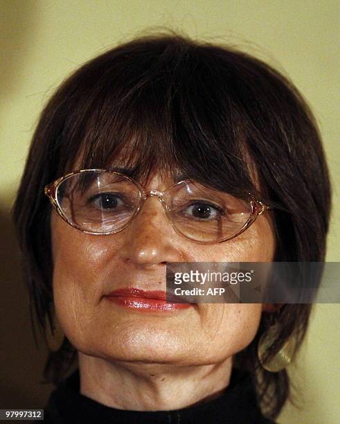 French author Catherine Millet is pictured during a reading of her book "Jour de souffrance" translated in German with "Eifersucht" on March 9, 2010...