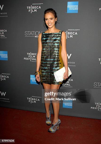 Actress Jessica Alba arrives at Tribeca Film Festival program and launch party at W Hollywood on March 23, 2010 in Hollywood, California.