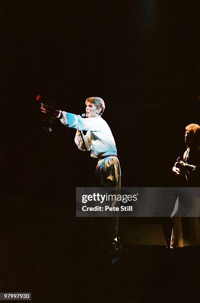 David Bowie performs on stage at Earls Court Arena on August 28th, 1978 in London, England.