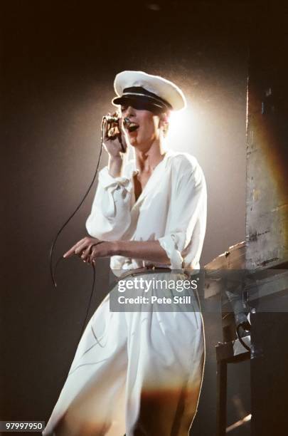 David Bowie performs on stage at Earls Court Arena on August 28th, 1978 in London, England.