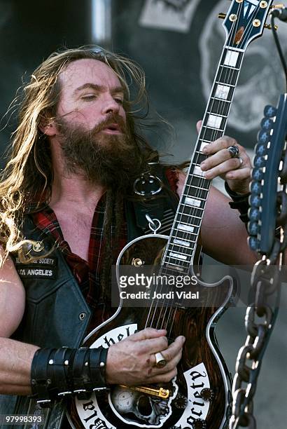 Zakk Wylde of Black Label Society performs on stage during Day 1 of Monsters of Rock on June 22, 2007 at Feria de Muestras in Zaragoza, Spain. He...