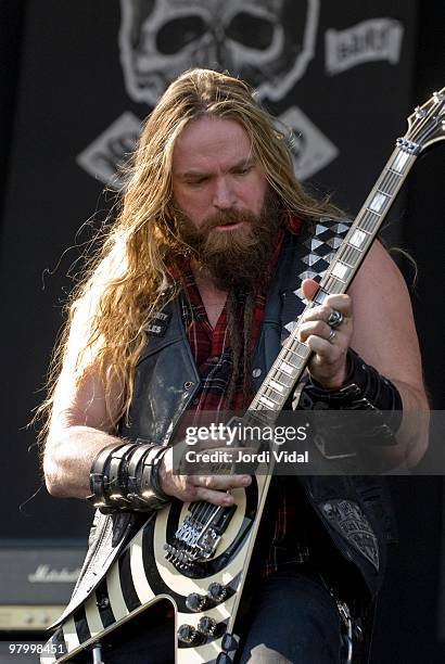 Zakk Wylde of Black Label Society performs on stage during Day 1 of Monsters of Rock on June 22, 2007 at Feria de Muestras in Zaragoza, Spain. He...