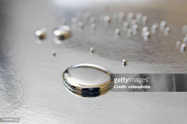 mercury droplet - metallic liquid stock pictures, royalty-free photos & images