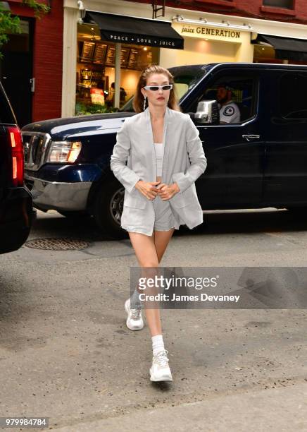 Gigi Hadid seen on the streets of Manhattan on June 20, 2018 in New York City.