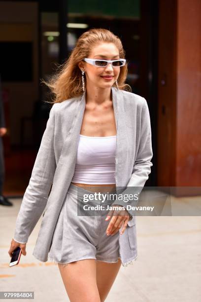 Gigi Hadid seen on the streets of Manhattan on June 20, 2018 in New York City.