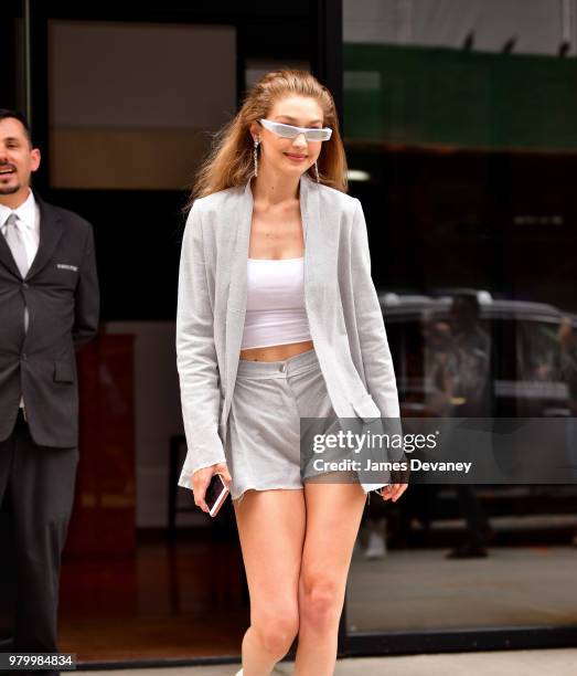 Gigi Hadid seen on the streets of Manhattan on June 20, 2018 in New York City.