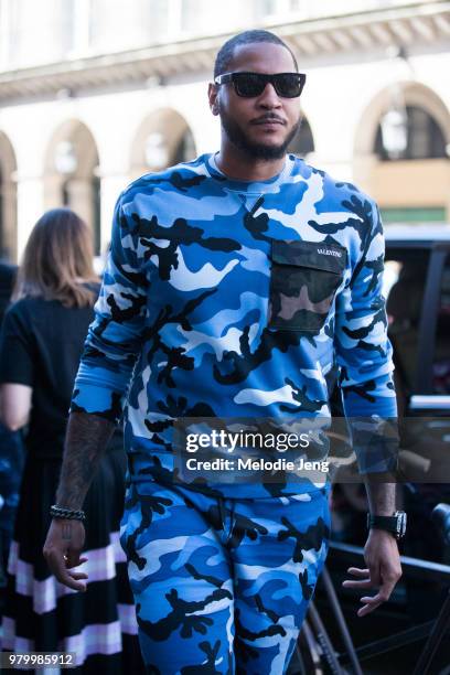 Carmelo Anthony at Valentino during Paris Fashion Week Men's Spring/Summer 2019 on June 20, 2018 in Paris, France.