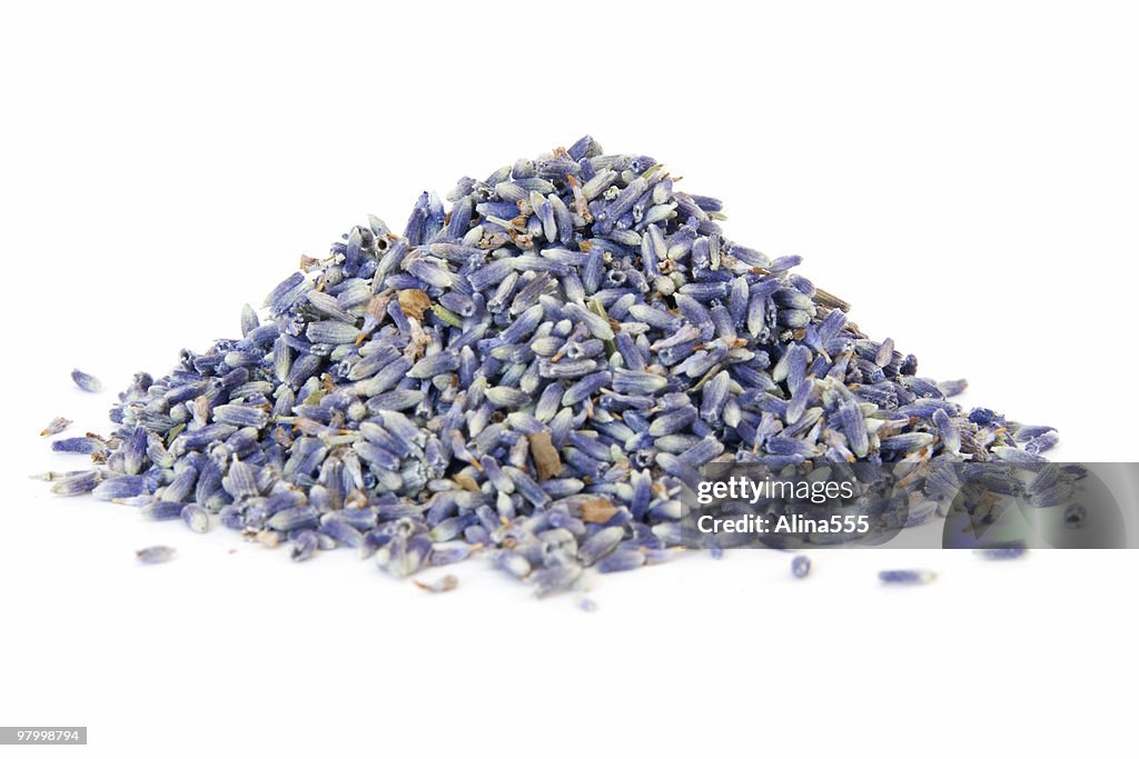 Pile of lavender on white