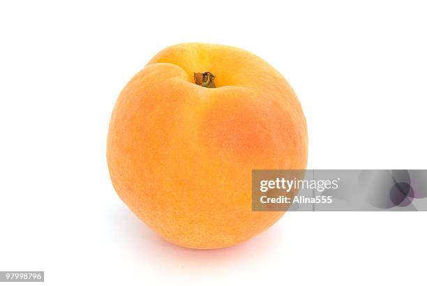 one apricot isolated on white - peach on white stock pictures, royalty-free photos & images