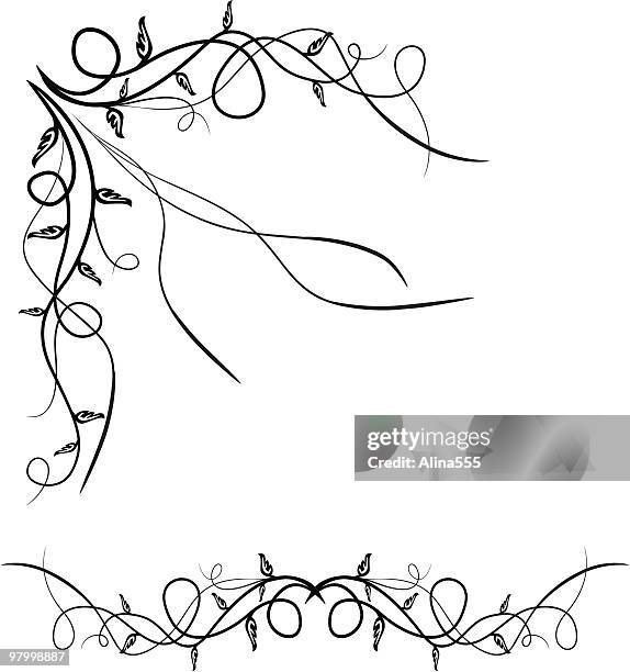 hand drawn vector corner and divider - compass background stock illustrations