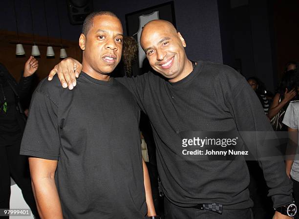 Jay-Z and "OG" Juan Perez attend Jay-Z's Official Madison Square Garden Concert After Party at the 40 / 40 Club on March 2, 2010 in New York City.