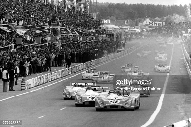 Henri Pescarolo, François Cevert, Jean-Pierre Beltoise, Matra-Simca MS670, 24 Hours of Le Mans, Le Mans, 11 June 1972. Henri Pescarolo, François...