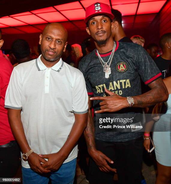 Alex Gidewon and Lou Williams attends Birthday Bash Celebration Hosted by Lil Baby, Trey Songz, and YFN Lucci at Compound on June 17, 2018 in...