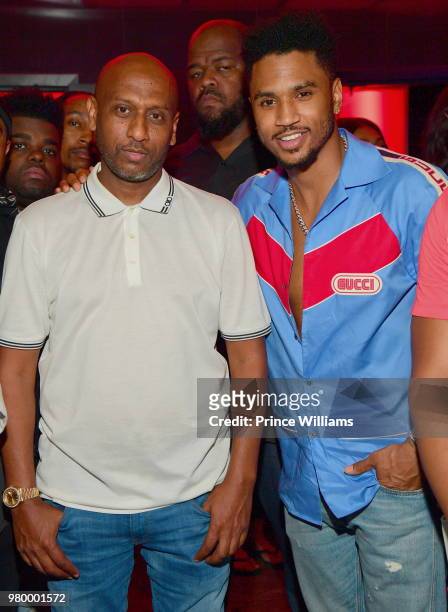 Alex Gidewon and Trey Songz attend Birthday Bash Celebration Hosted by Lil Baby, Trey Songz, and YFN Lucci at Compound on June 17, 2018 in Atlanta,...
