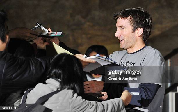 Actor Sharlto Copley attends the Japan premiere of "District 9" at Cinema Mediage on March 24, 2010 in Tokyo, Japan. The film will open on April 10...