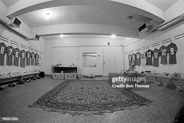 The England dressing room awaiting the arrival of the team prior to the European Championship Qualifying match between Bulgaria and England at the...