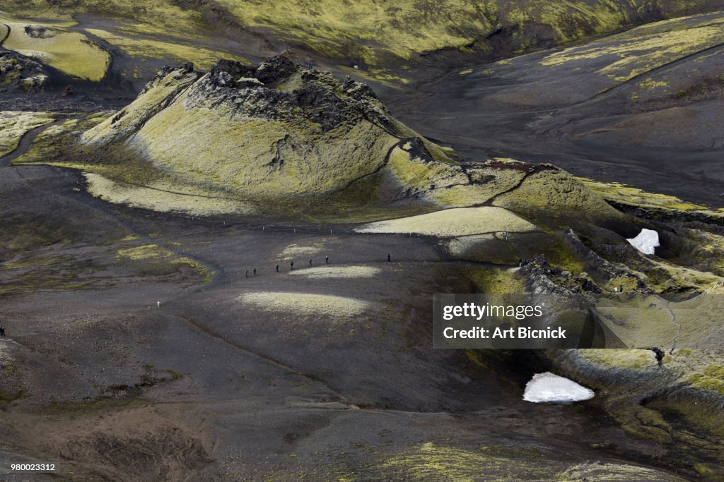 Aerial view of volcano, Laki, Iceland