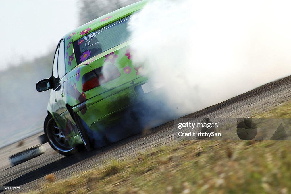 Car drifting on a race track