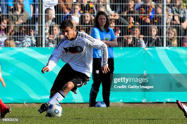 Yunus Malli during the U18 international friendly match between Germany and France at the Arena Oldenburger Muensterland on March 23, 2010 in...