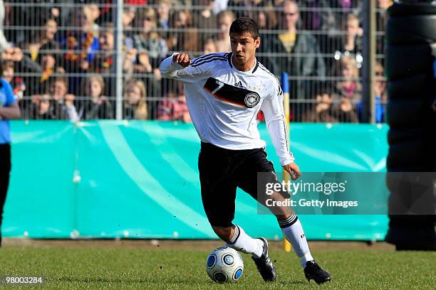 Yunus Malli during the U18 international friendly match between Germany and France at the Arena Oldenburger Muensterland on March 23, 2010 in...