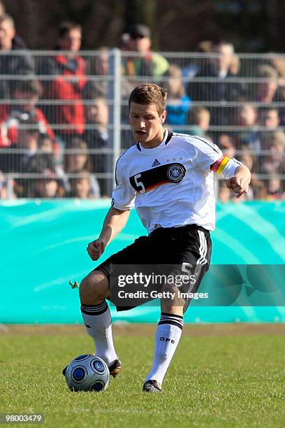 Shkodran Mustafi during the U18 international friendly match between Germany and France at the Arena Oldenburger Muensterland on March 23, 2010 in...