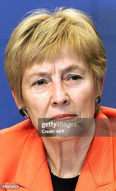 Picture taken on March 29, 2000 in Berlin shows Christine Bergmann, then Germany's Family Minister. The German cabinet decided on March 24, 2010 in...