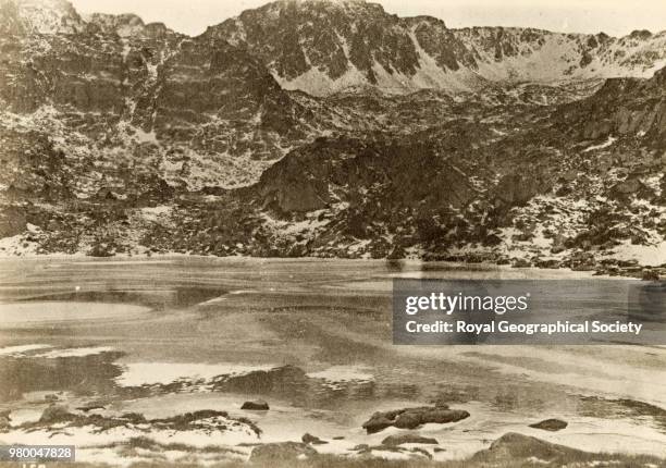 One of the lakes Pescons - Estanys dels Pessons - source of the River Valira, Andorra, 1886.