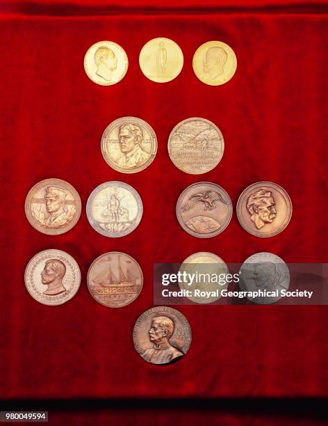 Royal Geographical Society gold medals, A selection of Royal Geographical Society gold medals which were presented to distinguished explorers, 1900....