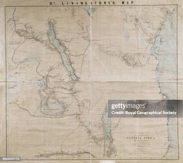 Map of a portion of central Africa by Dr Livingstone from his own surveys, drawings and observations between the years 1866 and 1873, Africa, 1873.