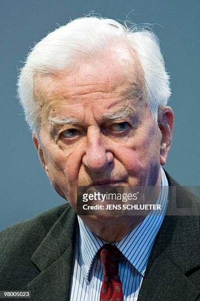 Former German president Richard von Weizsacker gives an interview at the Leipzig Book Fair, where he presented his last book "The Road to Unity" on...