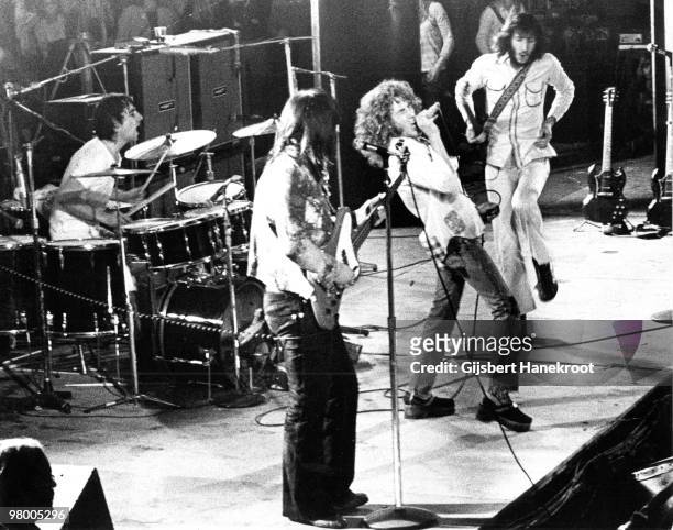 The Who perform live on stage at Oval Cricket Ground in London on September 18 1971 L-R Keith Moon, John Entwistle, Roger Daltrey, Pete Townshend