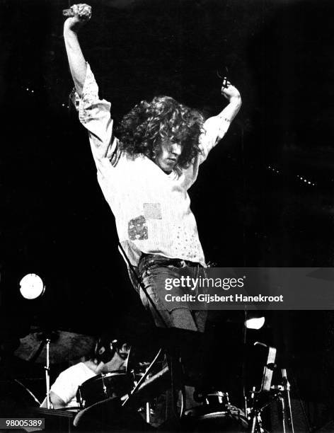 Roger Daltrey from The Who performs live on stage at Voorburg, Netherlands on March 10 1973