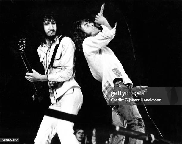 The Who perform live on stage at Oval Cricket Ground in London on September 18 1971 L-R Pete townshend, Roger Daltrey