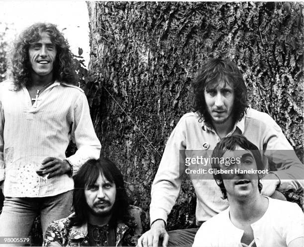 The Who posed at a press launch party for the album 'Who's Next' at Chertsey in Surrey, England on 15th July 1971 L-R Roger Daltrey, John Entwistle,...