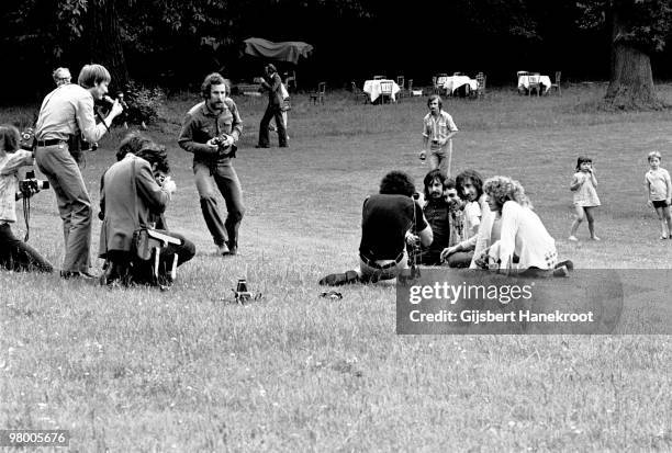 15th: The Who posed at a press launch party for the album 'Who's Next'in Chertsey, Surrey, England on 15th July 1971 L-R John Entwistle, Keith Moon,...