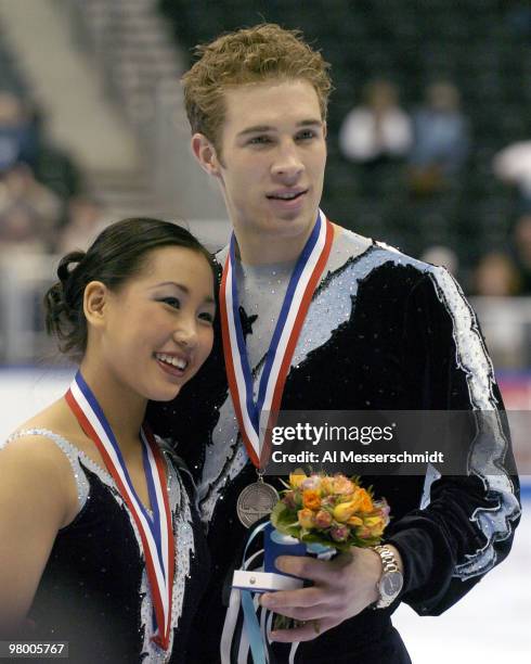 Jennifer Hunt and Jonathon Hunt finish fourth January 9, 2004 in the Championship Pairs at the 2004 State Farm U. S. Figure Skating Championships at...