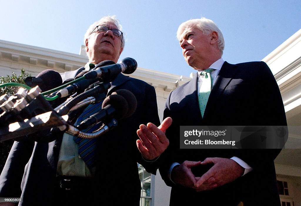 Dodd And Frank Speak At The White House After Meeting With Obama