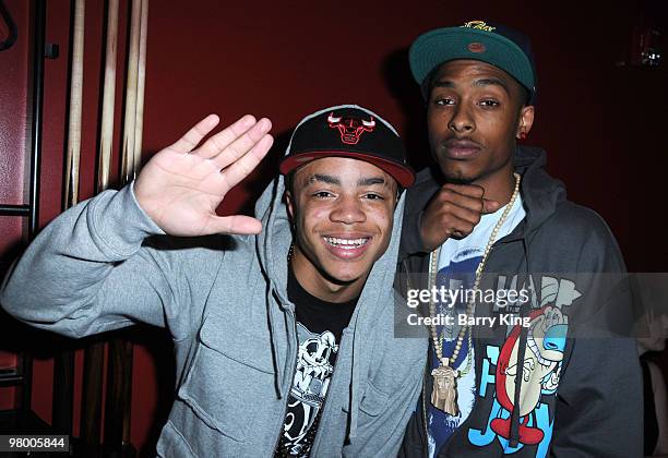 Musicians Legacy and Ben J of The New Boyz attend A Place Called Home's 4th Annual Celebrity Bowling and Poker Tournament held at PINZ Bowling and...